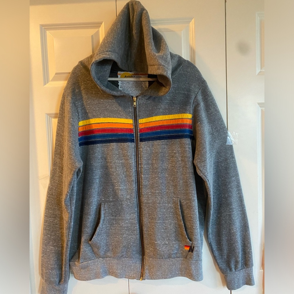 Aviator nation, XXL zip up hoodie, dark gray.
